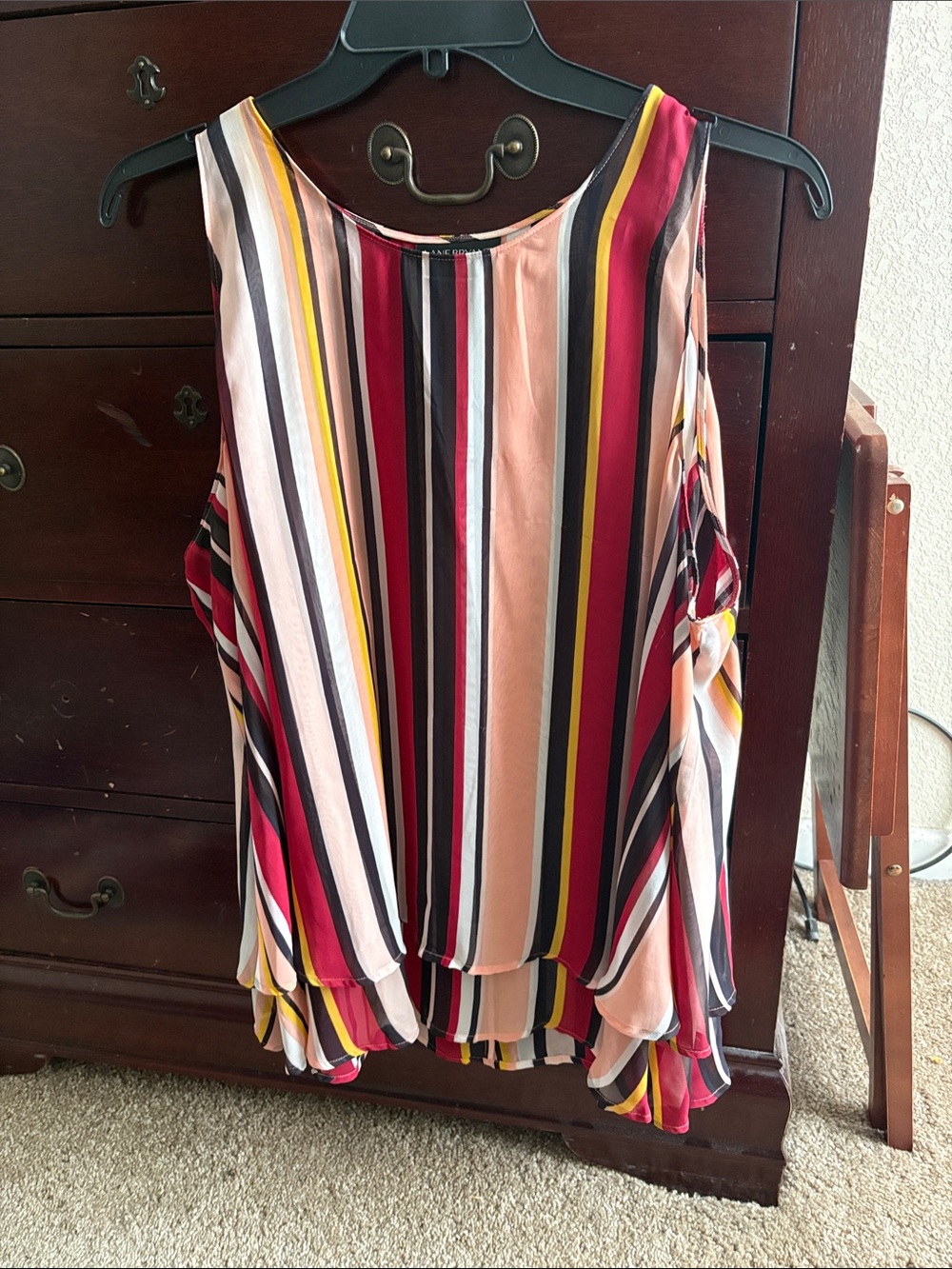 Lane Bryant Vertical Multi-Stripe Tank Top in Pink, Red, Black, Yellow